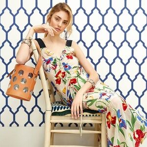 Tory Burch Clarissa Dress Runway Chiffon Iris Floral Garden Party Wedding NWT